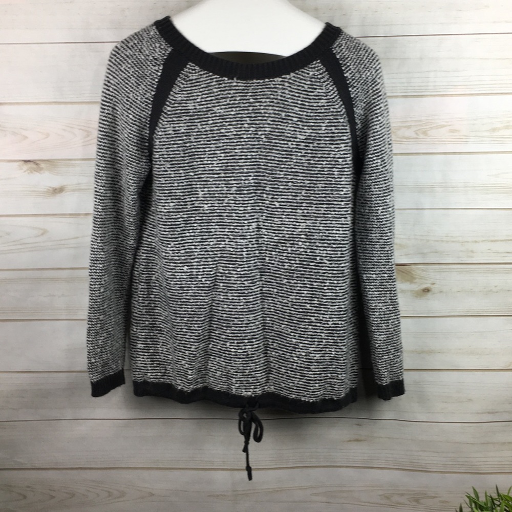 LOFT Gray Long Sleeve Knit Tie Hem Sweater Top Med